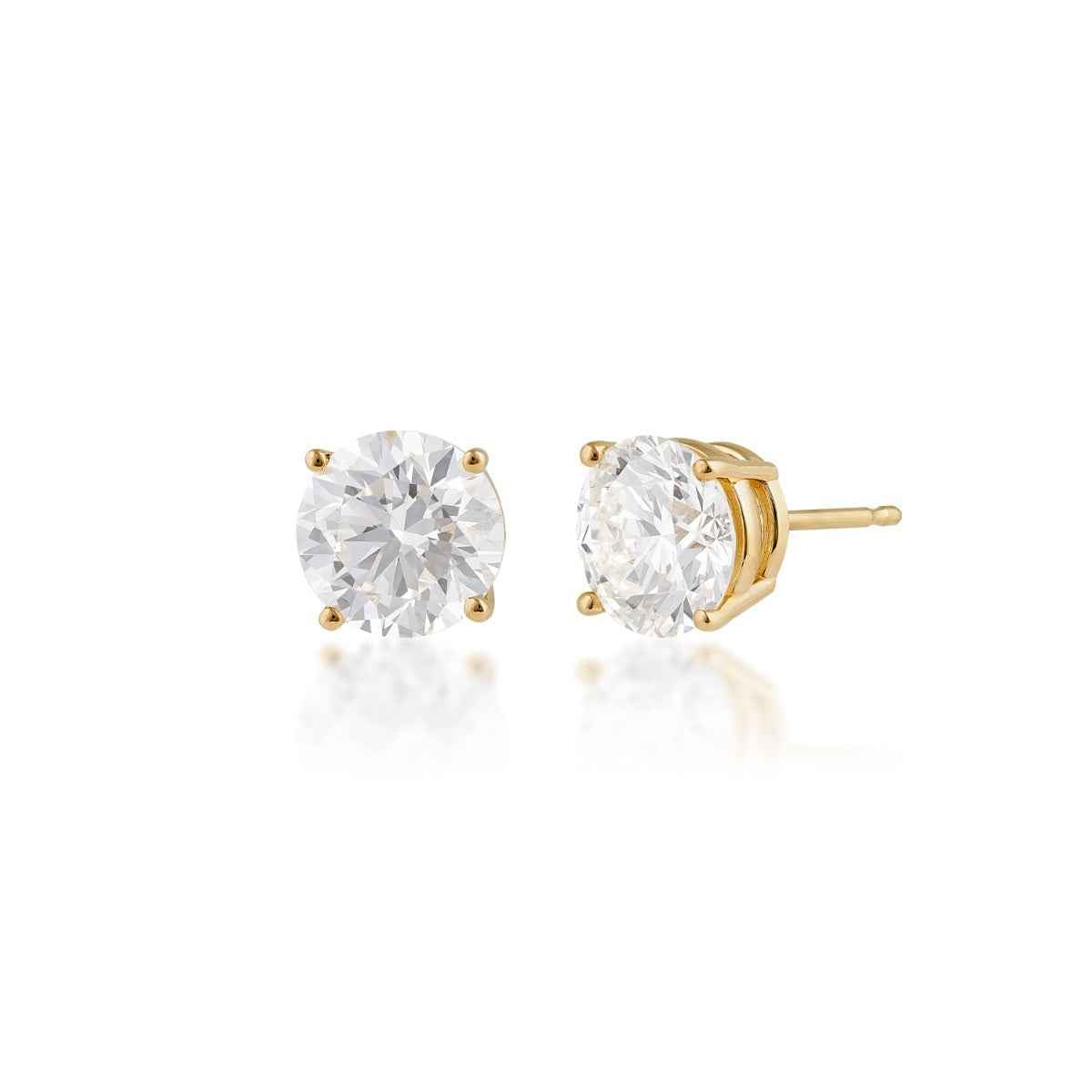 USA Collection 3 ct. tw. Lab-Grown Round Brilliant Diamond Solitaire Earrings in 14K Yellow Gold