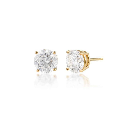 USA Collection 3 ct. tw. Lab-Grown Round Brilliant Diamond Solitaire Earrings in 14K Yellow Gold