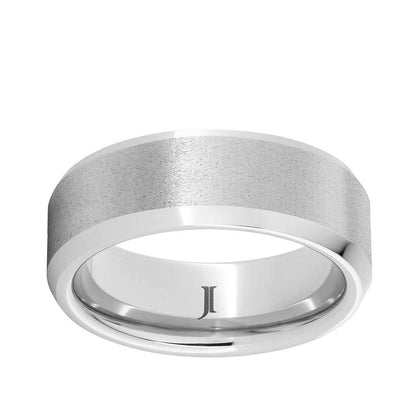 Men's Stone Finish Beveled Edge Wedding Ring in Serinium
