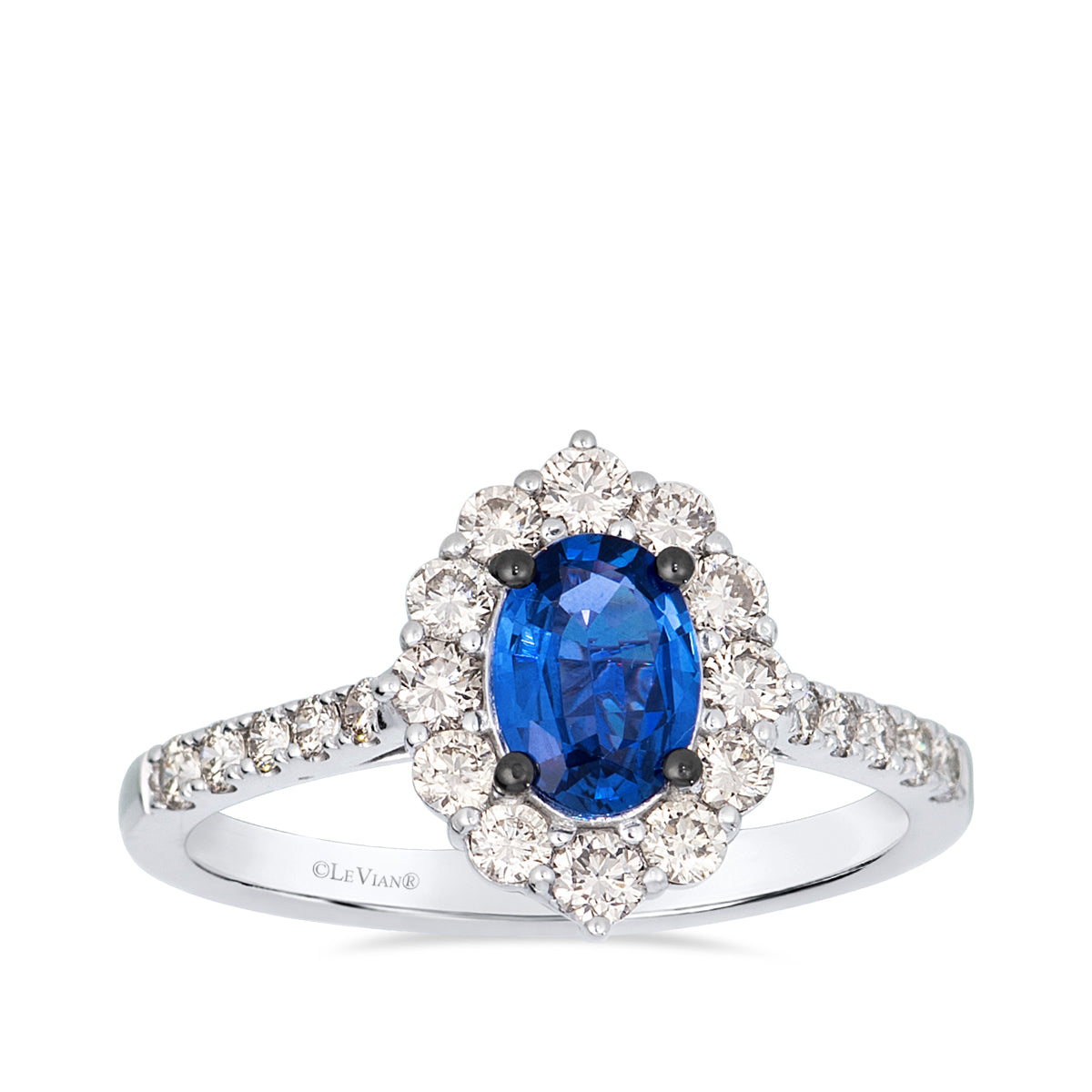 14K Vanilla Gold Le Vian oval blueberry sapphire and 5/8 ct. tw. diamond halo ring
