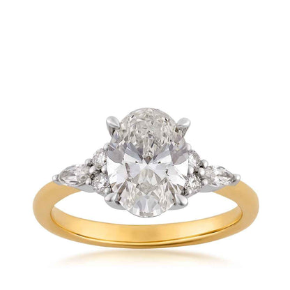Adamante 2-1/3 ct. tw. Lab-Grown Oval Diamond Engagement Ring in 14K Yellow & White Gold (2)