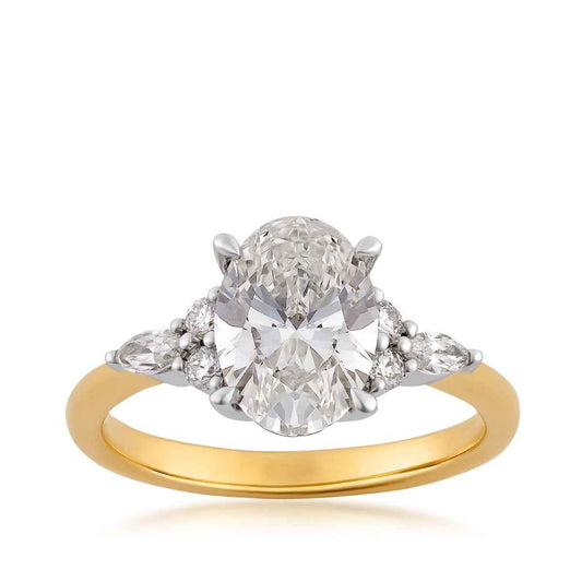 Adamante 2-1/3 ct. tw. Lab-Grown Oval Diamond Engagement Ring in 14K Yellow & White Gold (2)