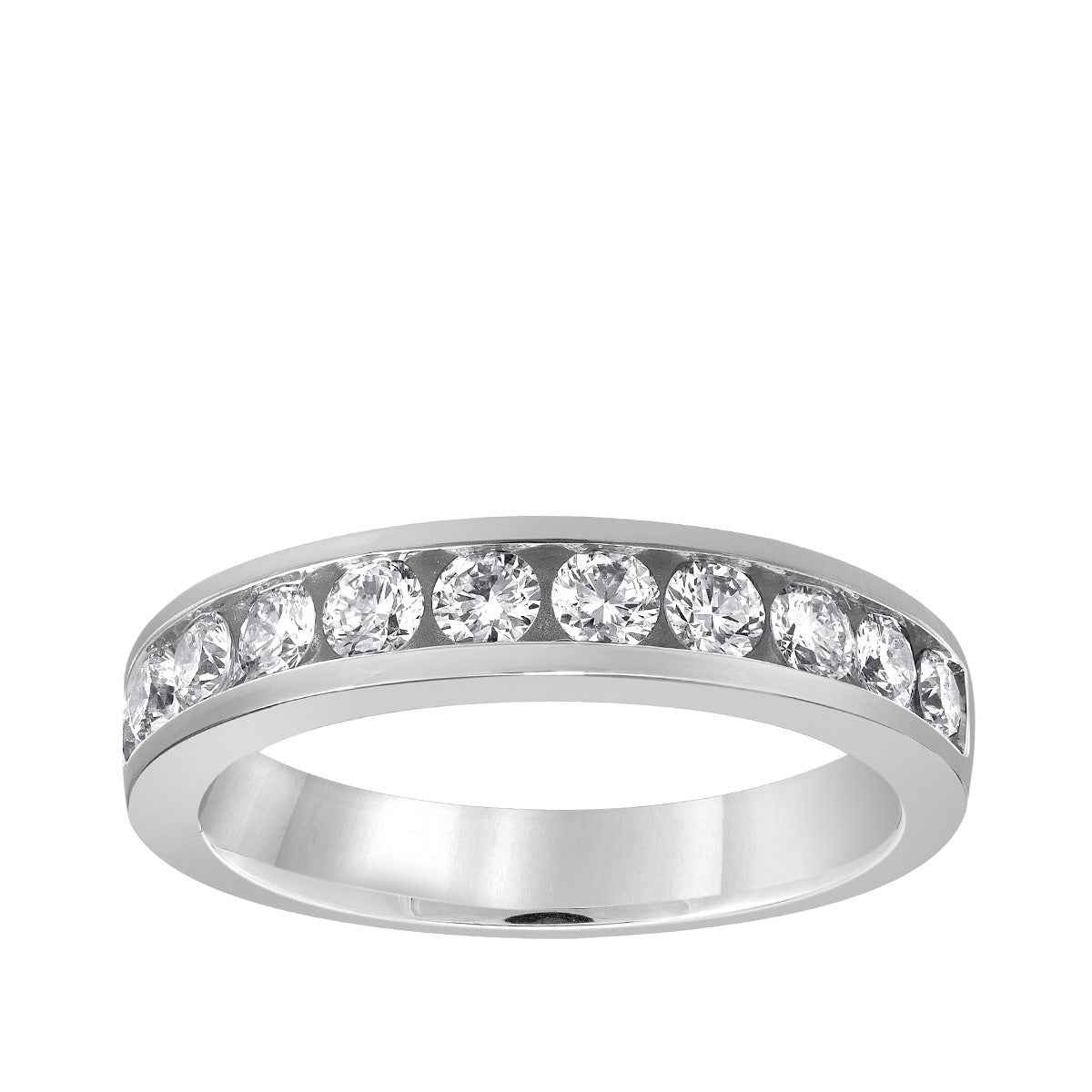 Adamante 3/4 ct. tw. Lab-Grown Round Brilliant 11-Stone Diamond Channel Set Anniversary Ring in 14K White Gold (2)
