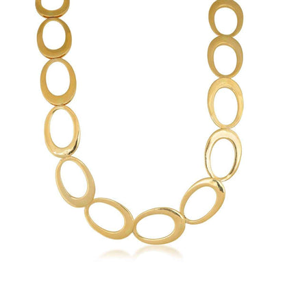 16mm 16-inch Polished Link Fashion Chain Necklace in 14K Yellow Gold front view