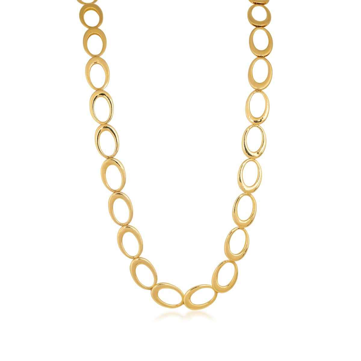 9.5mm 16-inch Polished Link Fashion Chain Necklace in 14K Yellow Gold front view