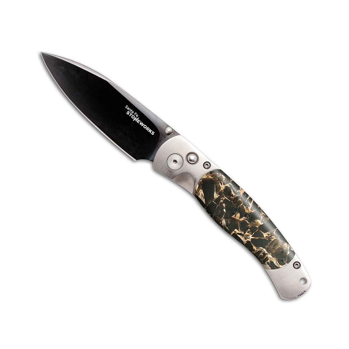 Santa Fe Stoneworks 4-1/4-inch El Rey Black DLC Button Lock Pocket Knife