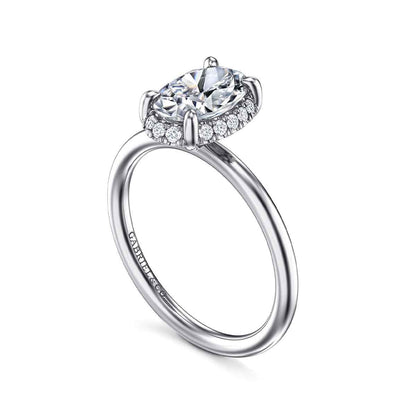Gabriel & Co. 1/10 ct. tw. Diamond Halo Oval Semi-Mount Engagement Ring in 14K White Gold front view