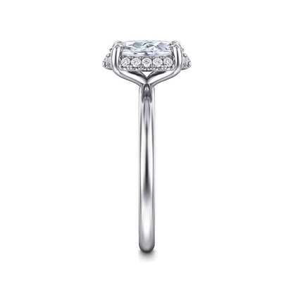 Gabriel & Co. 1/10 ct. tw. Diamond Halo Oval Semi-Mount Engagement Ring in 14K White Gold side profile