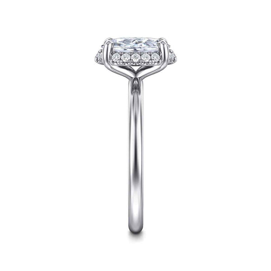 Gabriel & Co. 1/10 ct. tw. Diamond Halo Oval Semi-Mount Engagement Ring in 14K White Gold side profile