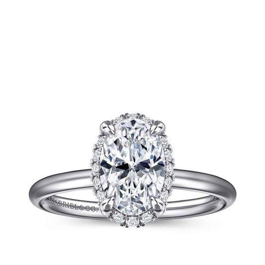 Gabriel & Co. 1/10 ct. tw. Diamond Halo Oval Semi-Mount Engagement Ring in 14K White Gold