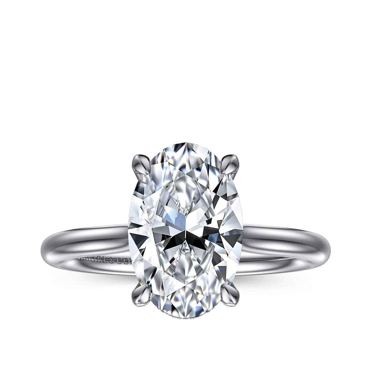 Gabriel & Co. Diamond Accent Hidden Halo Oval Semi-Mount Engagement Ring in 14K White Gold