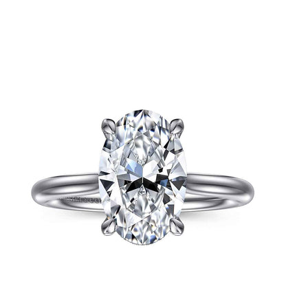 Gabriel & Co. Diamond Accent Hidden Halo Oval Semi-Mount Engagement Ring in 14K White Gold