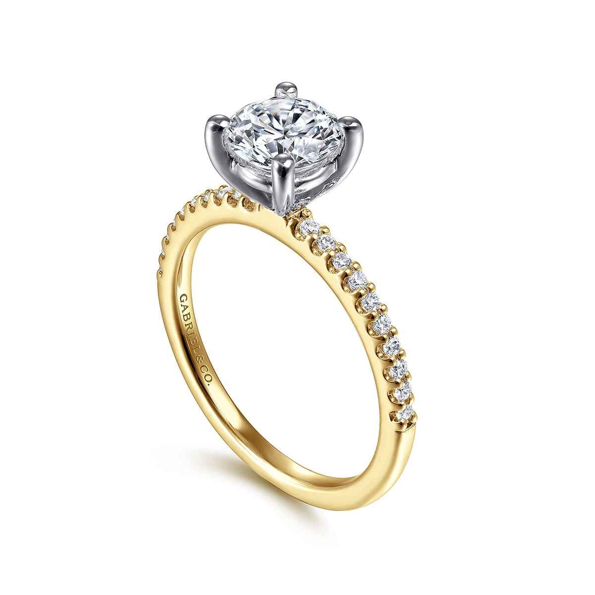 Gabriel & Co. 1/7 ct. tw. Diamond Round Semi-Mount Engagement Ring in 14K Yellow Gold front view