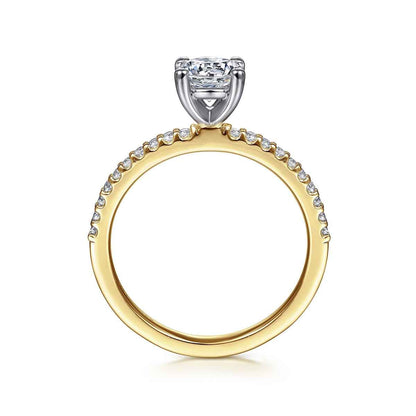 Gabriel & Co. 1/7 ct. tw. Diamond Round Semi-Mount Engagement Ring in 14K Yellow Gold close-up detail