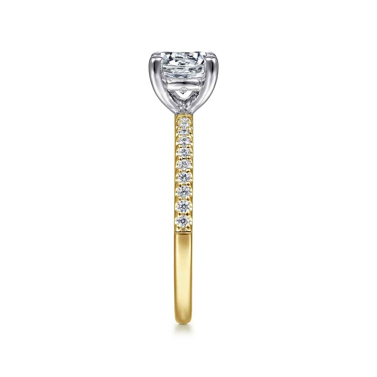Gabriel & Co. 1/7 ct. tw. Diamond Round Semi-Mount Engagement Ring in 14K Yellow Gold side profile