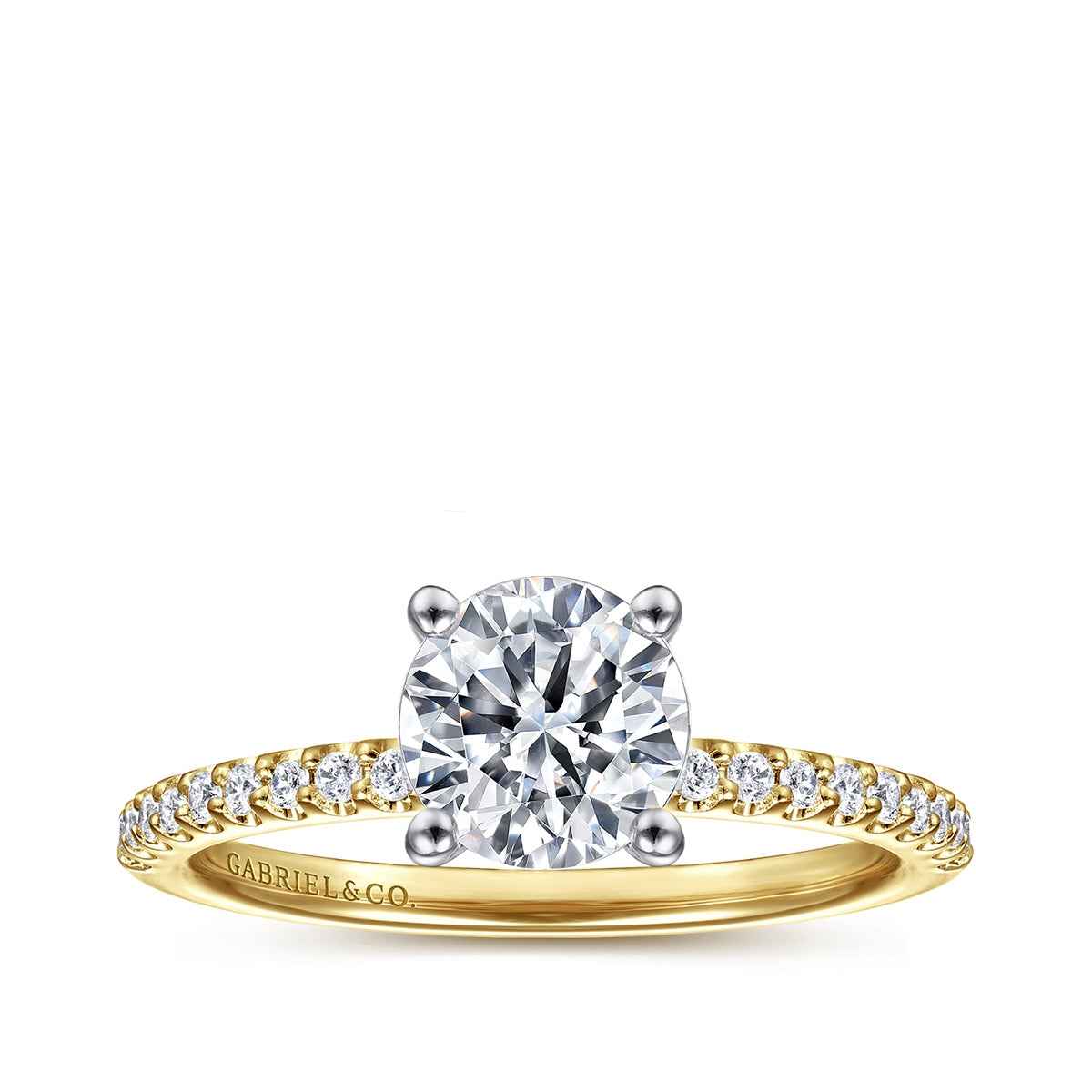 Gabriel & Co. 1/7 ct. tw. Diamond Round Semi-Mount Engagement Ring in 14K Yellow Gold