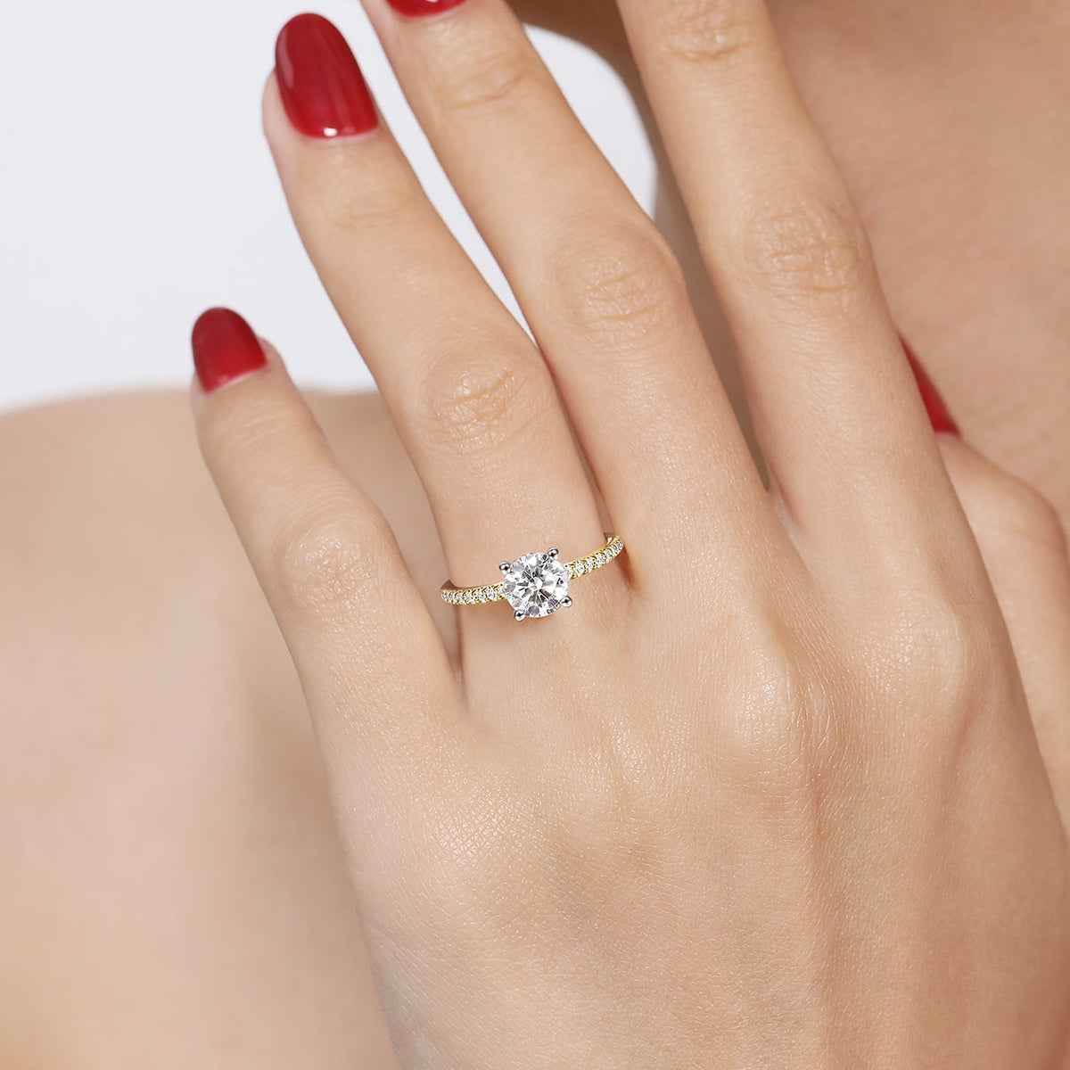 Gabriel & Co. 1/7 ct. tw. Diamond Round Semi-Mount Engagement Ring in 14K Yellow Gold full view
