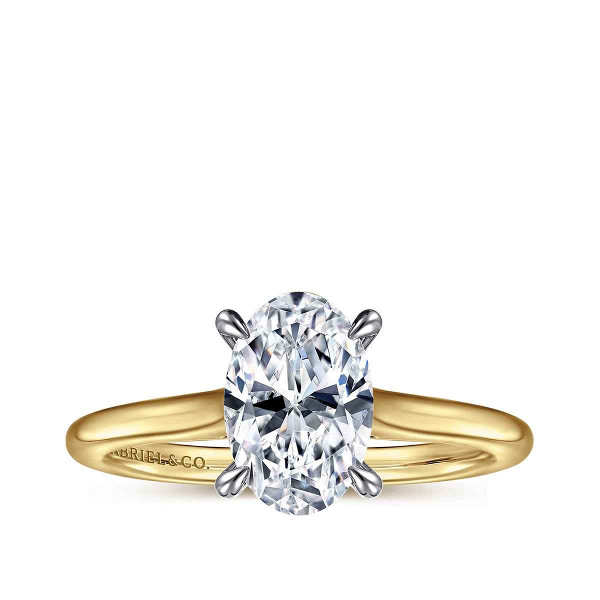 Gabriel & Co. 1/8 ct. tw. Diamond Hidden Halo Oval Semi-Mount Engagement Ring in 14K Yellow Gold