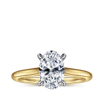 Gabriel & Co. 1/8 ct. tw. Diamond Hidden Halo Oval Semi-Mount Engagement Ring in 14K Yellow Gold