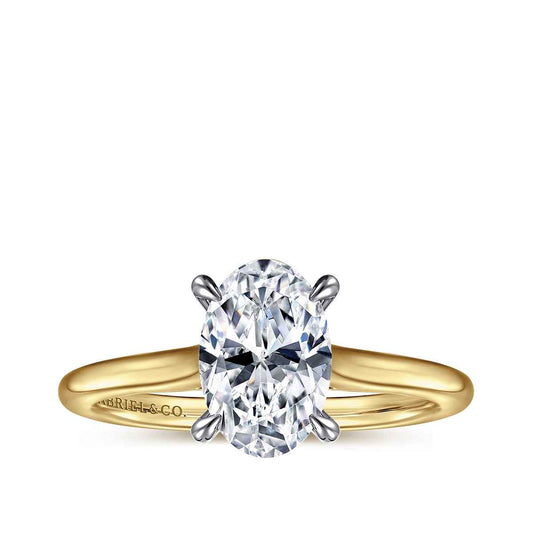 Gabriel & Co. 1/8 ct. tw. Diamond Hidden Halo Oval Semi-Mount Engagement Ring in 14K Yellow Gold