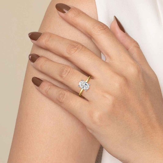 Gabriel & Co. 1/8 ct. tw. Diamond Hidden Halo Oval Semi-Mount Engagement Ring in 14K Yellow Gold full view
