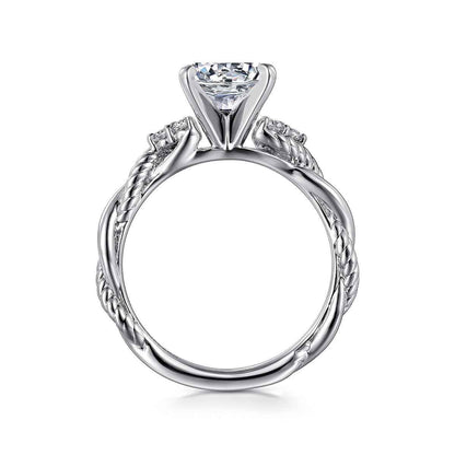 Gabriel & Co. 1/8 ct. tw. Diamond Twist Round Semi-Mount Engagement Ring in 14K White Gold close-up detail