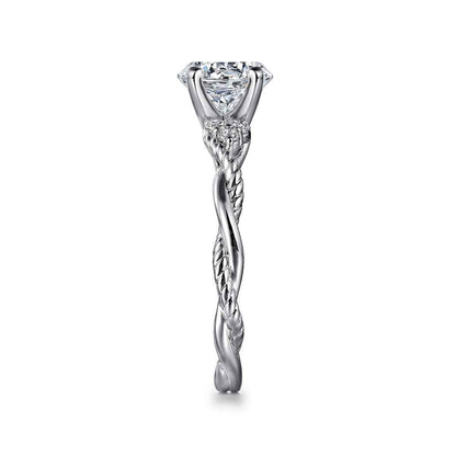 Gabriel & Co. 1/8 ct. tw. Diamond Twist Round Semi-Mount Engagement Ring in 14K White Gold side profile