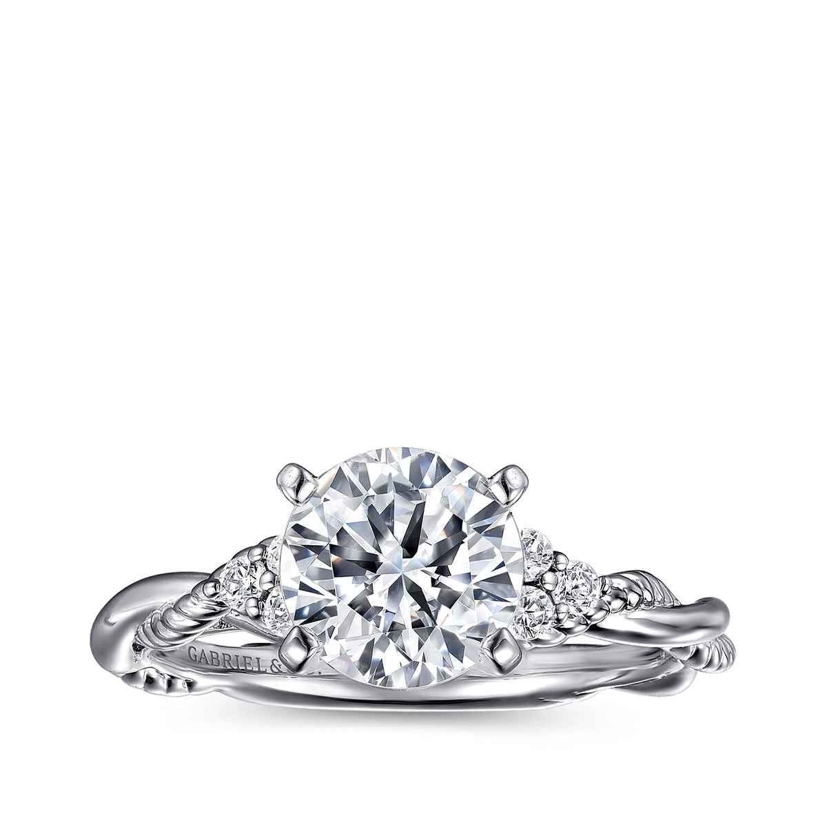 Gabriel & Co. 1/8 ct. tw. Diamond Twist Round Semi-Mount Engagement Ring in 14K White Gold