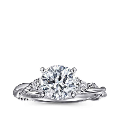 Gabriel & Co. 1/8 ct. tw. Diamond Twist Round Semi-Mount Engagement Ring in 14K White Gold