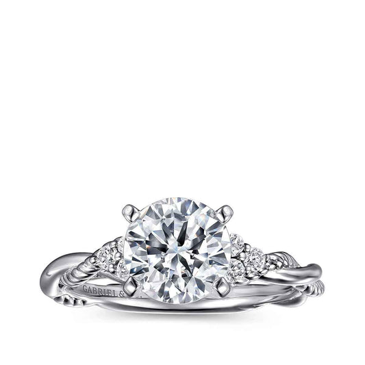 Gabriel & Co. 1/8 ct. tw. Diamond Twist Round Semi-Mount Engagement Ring in 14K White Gold