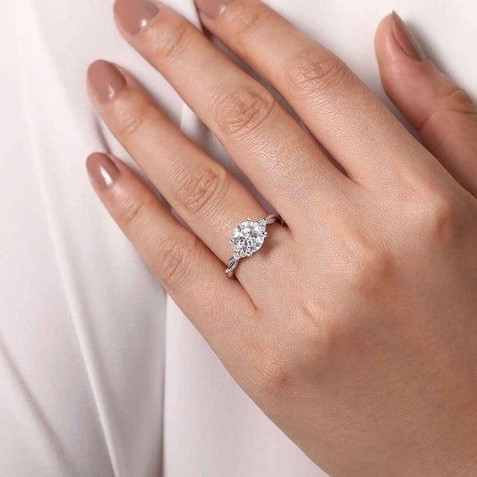 Gabriel & Co. 1/8 ct. tw. Diamond Twist Round Semi-Mount Engagement Ring in 14K White Gold full view