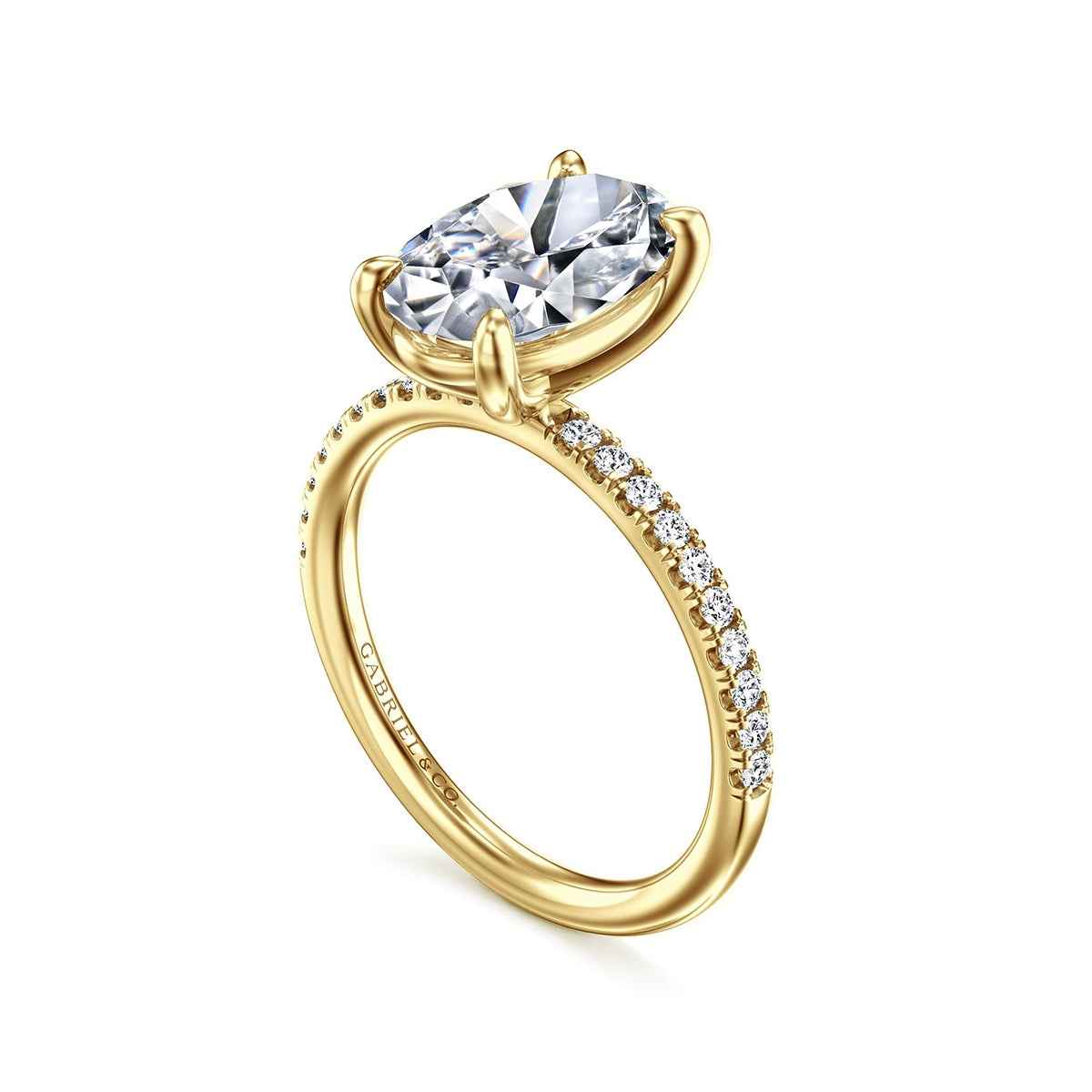Gabriel & Co. 1/5 ct. tw. Diamond Oval Semi-Mount Engagement Ring in 14K Yellow Gold front view
