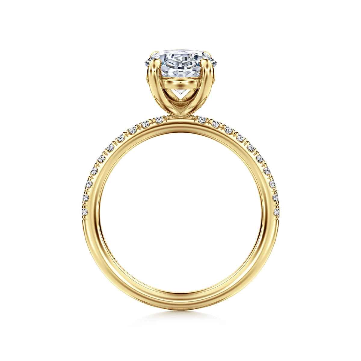 Gabriel & Co. 1/5 ct. tw. Diamond Oval Semi-Mount Engagement Ring in 14K Yellow Gold close-up detail