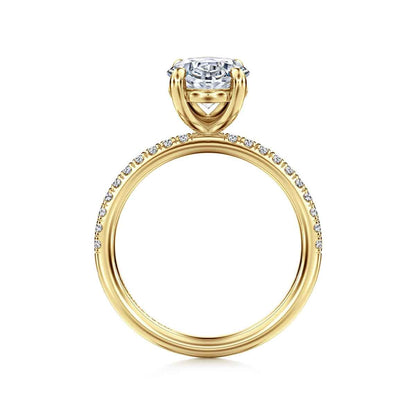 Gabriel & Co. 1/5 ct. tw. Diamond Oval Semi-Mount Engagement Ring in 14K Yellow Gold close-up detail