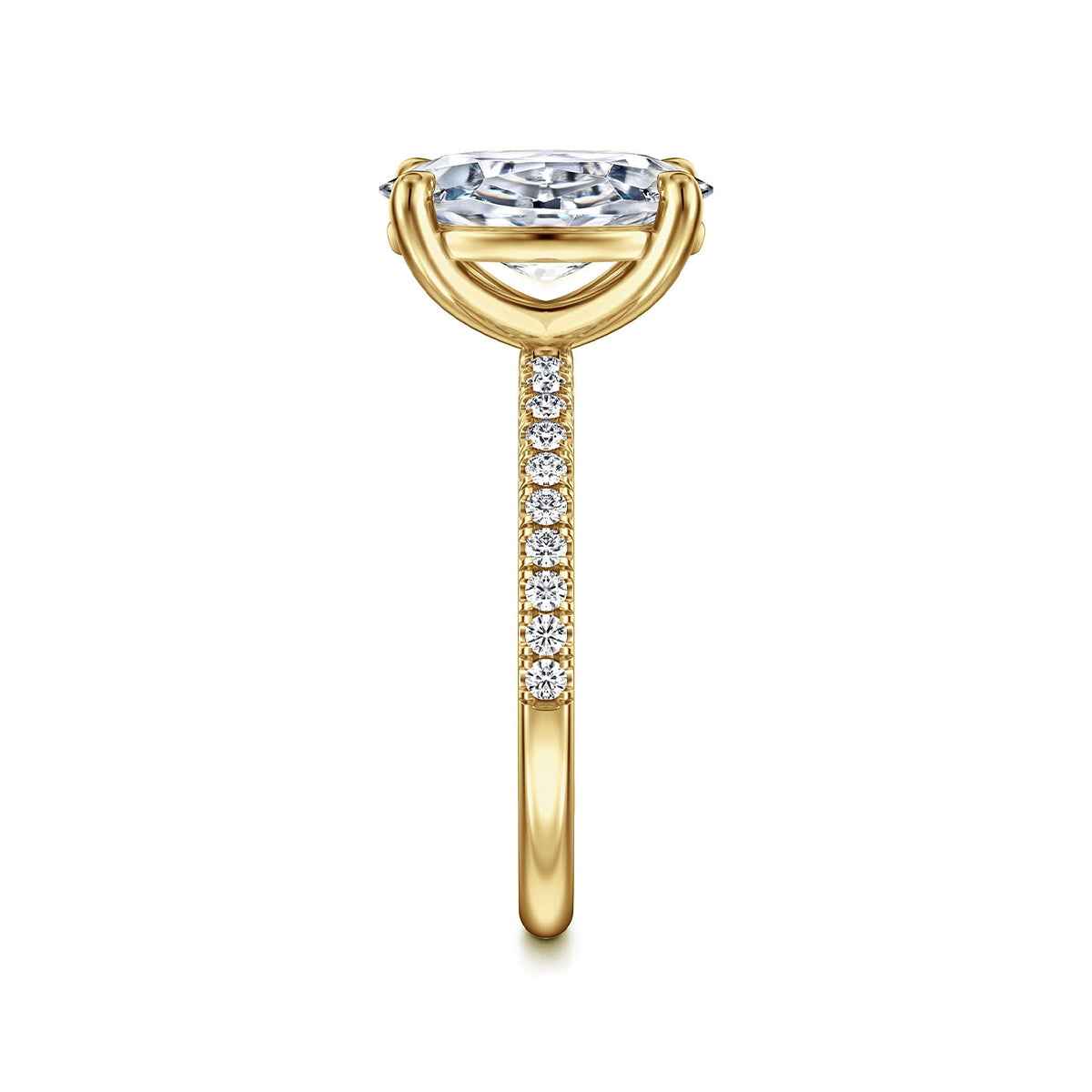 Gabriel & Co. 1/5 ct. tw. Diamond Oval Semi-Mount Engagement Ring in 14K Yellow Gold side profile