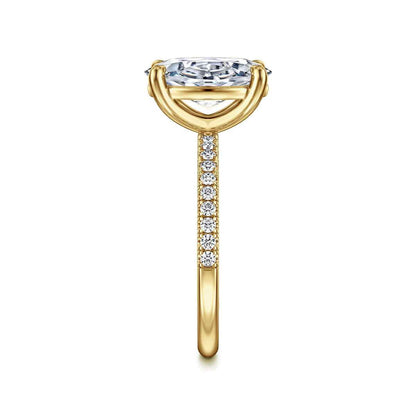 Gabriel & Co. 1/5 ct. tw. Diamond Oval Semi-Mount Engagement Ring in 14K Yellow Gold side profile