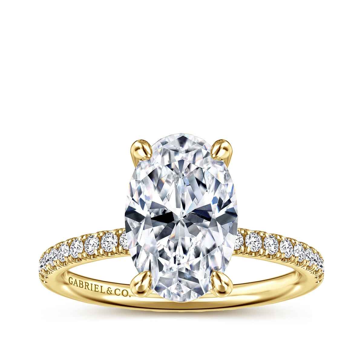 Gabriel & Co. 1/5 ct. tw. Diamond Oval Semi-Mount Engagement Ring in 14K Yellow Gold