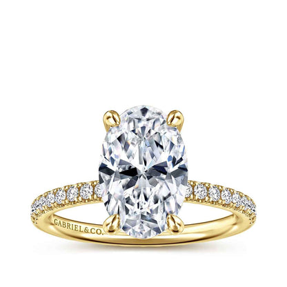 Gabriel & Co. 1/5 ct. tw. Diamond Oval Semi-Mount Engagement Ring in 14K Yellow Gold