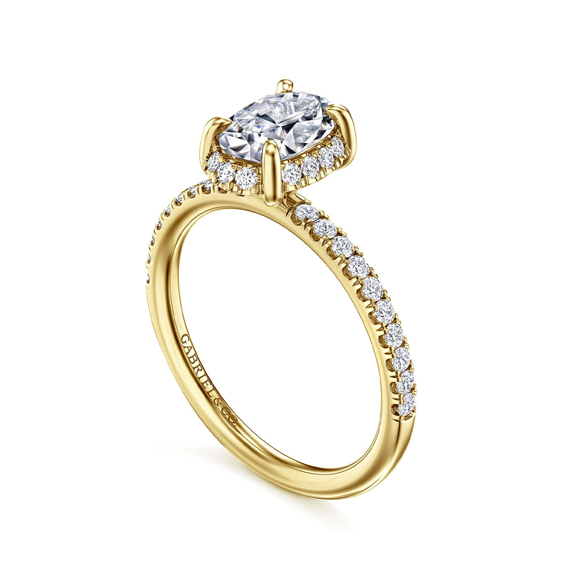Gabriel & Co. 1/3 ct. tw. Diamond Halo Oval Semi-Mount Engagement Ring in 14K Yellow Gold front view (2)