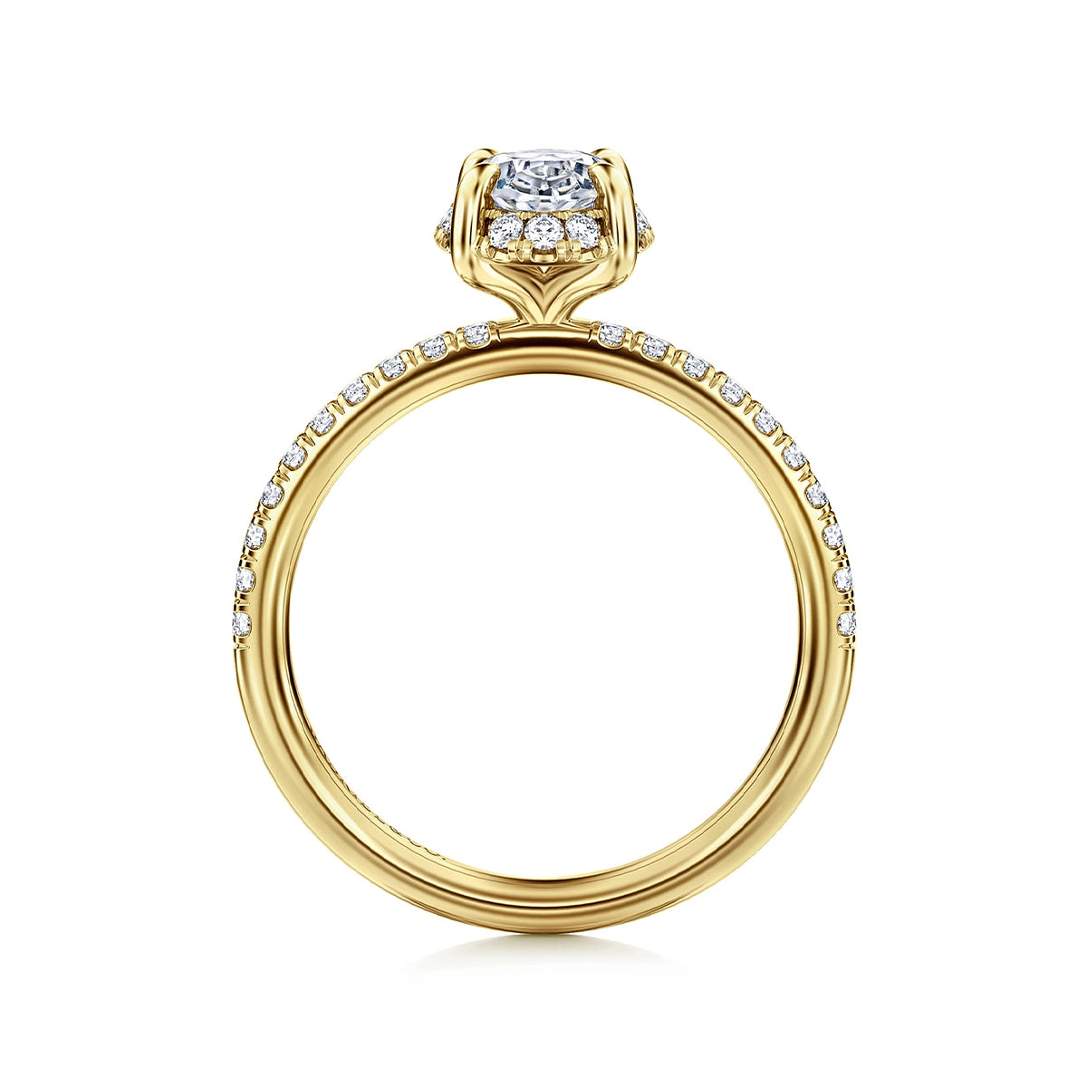 Gabriel & Co. 1/3 ct. tw. Diamond Halo Oval Semi-Mount Engagement Ring in 14K Yellow Gold close-up detail (2)