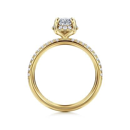 Gabriel & Co. 1/3 ct. tw. Diamond Halo Oval Semi-Mount Engagement Ring in 14K Yellow Gold close-up detail (2)