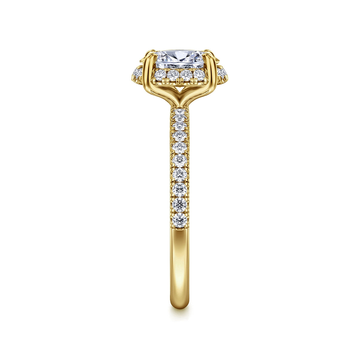 Gabriel & Co. 1/3 ct. tw. Diamond Halo Oval Semi-Mount Engagement Ring in 14K Yellow Gold side profile (2)