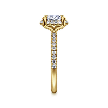 Gabriel & Co. 1/3 ct. tw. Diamond Halo Oval Semi-Mount Engagement Ring in 14K Yellow Gold side profile (2)