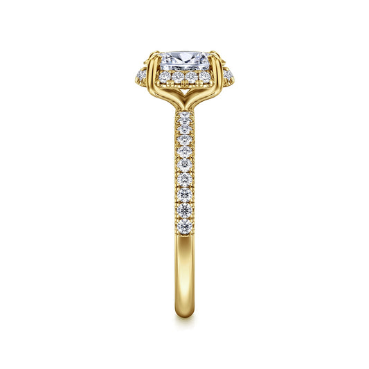 Gabriel & Co. 1/3 ct. tw. Diamond Halo Oval Semi-Mount Engagement Ring in 14K Yellow Gold side profile (2)