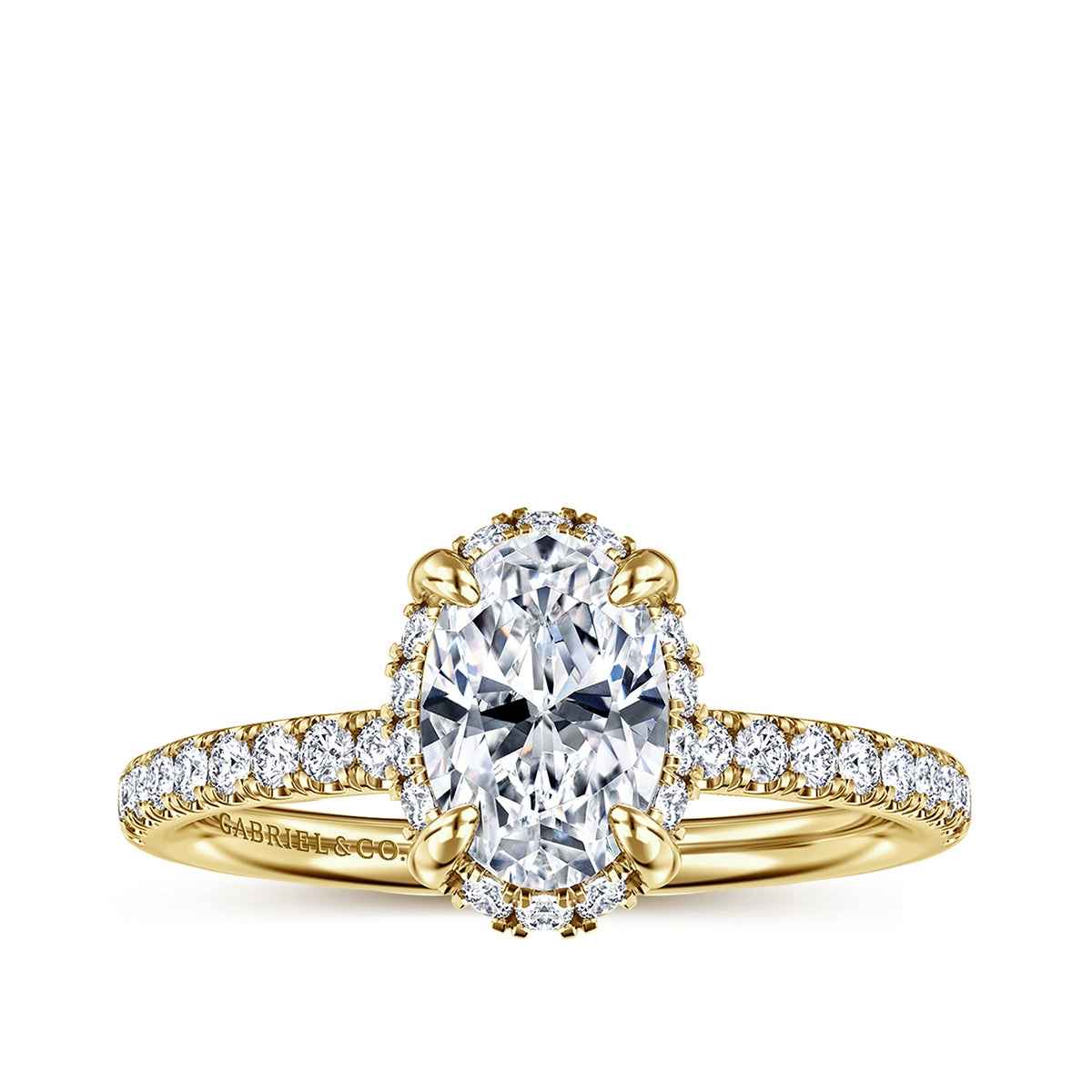 Gabriel & Co. 1/3 ct. tw. Diamond Halo Oval Semi-Mount Engagement Ring in 14K Yellow Gold (2)