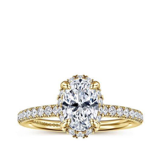 Gabriel & Co. 1/3 ct. tw. Diamond Halo Oval Semi-Mount Engagement Ring in 14K Yellow Gold (2)