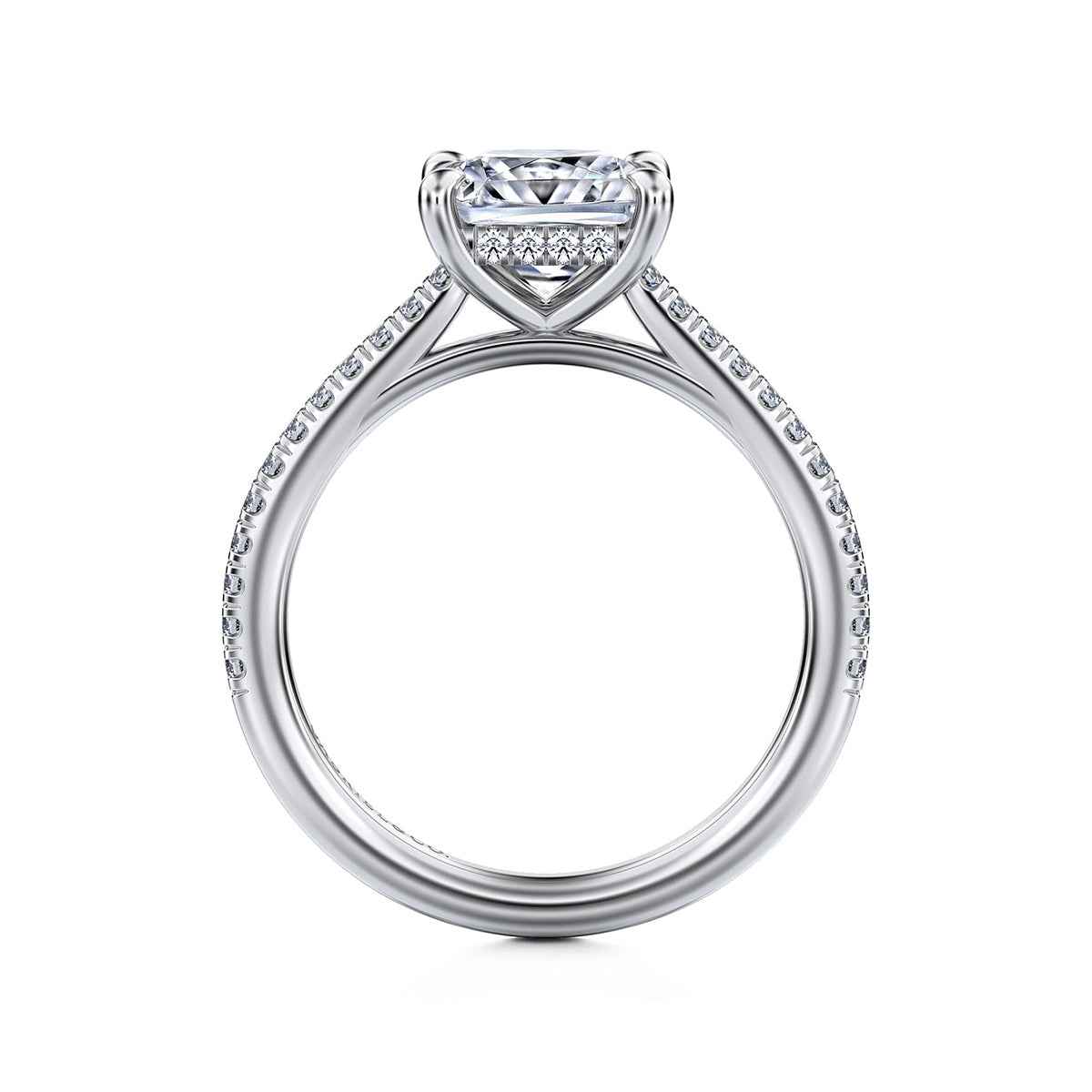 Gabriel & Co. 1/3 ct. tw. Diamond Princess Cut Semi-Mount Engagement Ring in 14K White Gold close-up detail