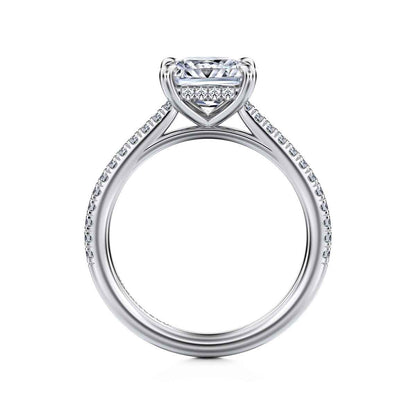 Gabriel & Co. 1/3 ct. tw. Diamond Princess Cut Semi-Mount Engagement Ring in 14K White Gold close-up detail