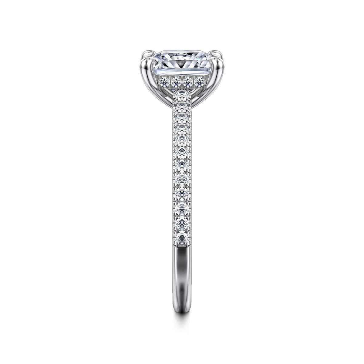 Gabriel & Co. 1/3 ct. tw. Diamond Princess Cut Semi-Mount Engagement Ring in 14K White Gold side profile