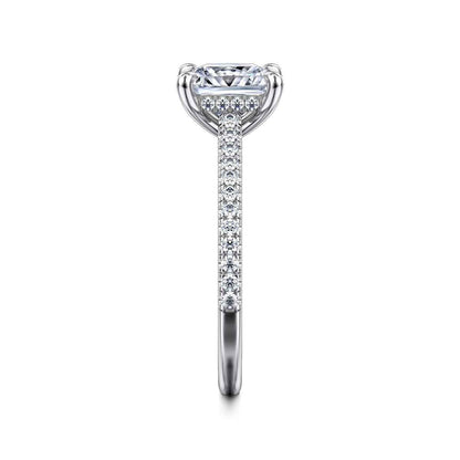 Gabriel & Co. 1/3 ct. tw. Diamond Princess Cut Semi-Mount Engagement Ring in 14K White Gold side profile
